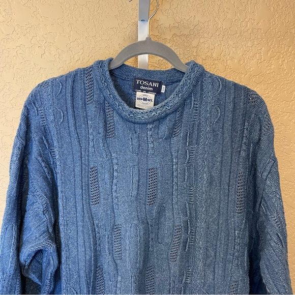 Tosani Vintage 90's Cable Knit Eclectic Grandpa Oversized Comfy Sweater Size M - Picture 4 of 9